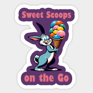 Rabbit carrying colorful ice cream Sticker